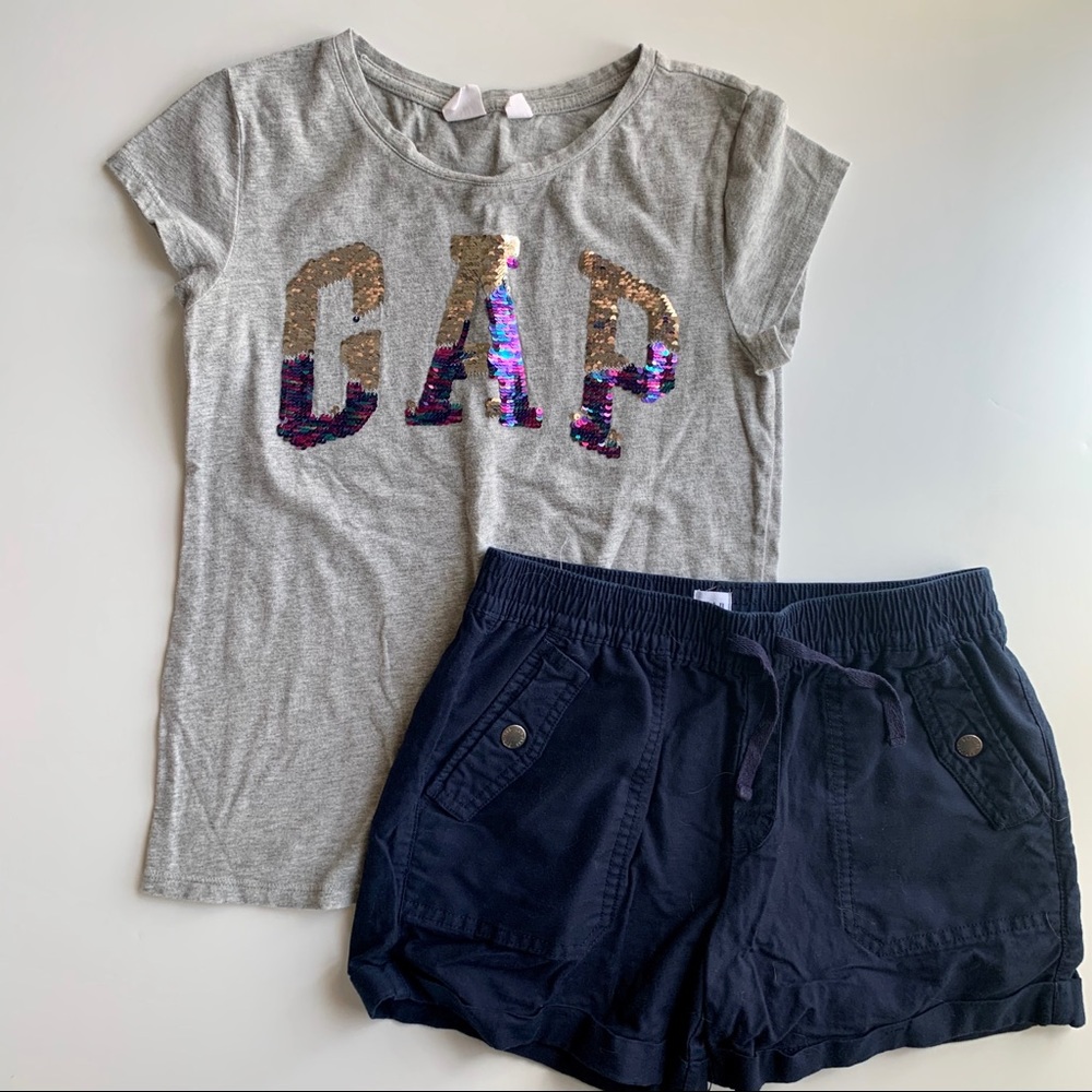 Gap Girl’s Sequence Tee and Blue Shorts size XL